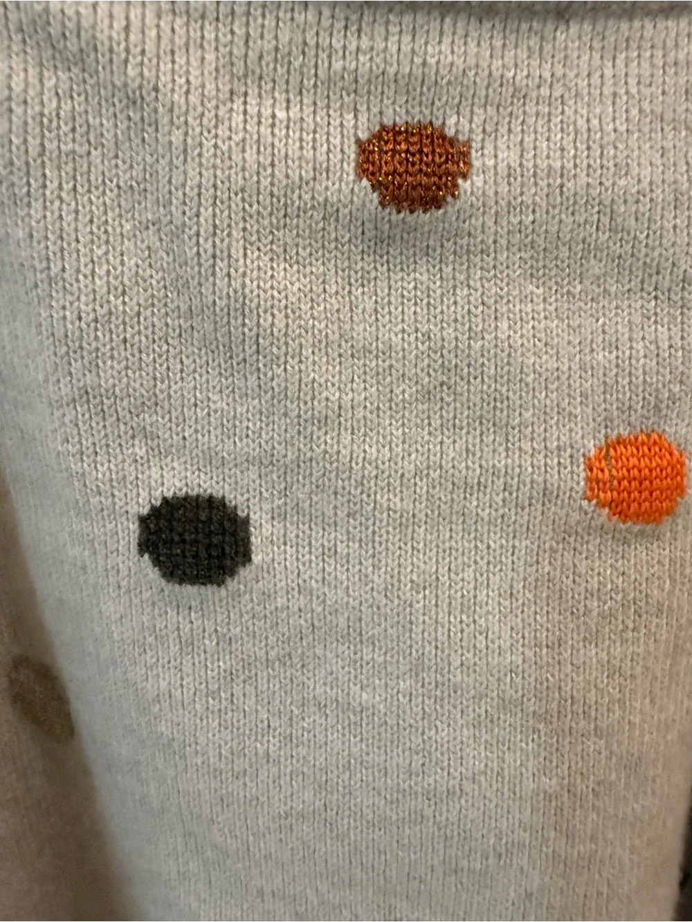 Tory Burch Light Gray Polka-Dot Turtleneck Sweater with Multicolor Dots